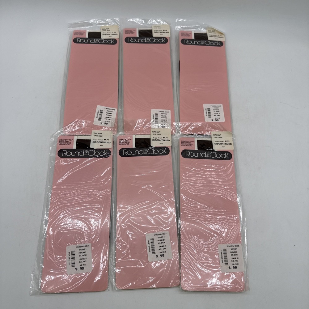 Vintage Round the Clock Pantyhose - 100% Nylon Walnut Color (One Size) Pack 6